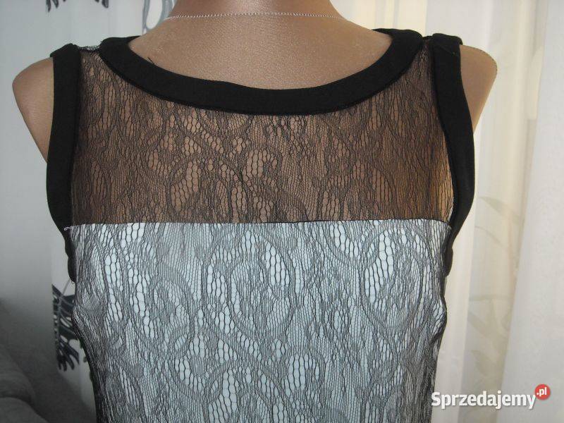 Sukienka szaro czarna koronka zara s Spódnice i sukienki