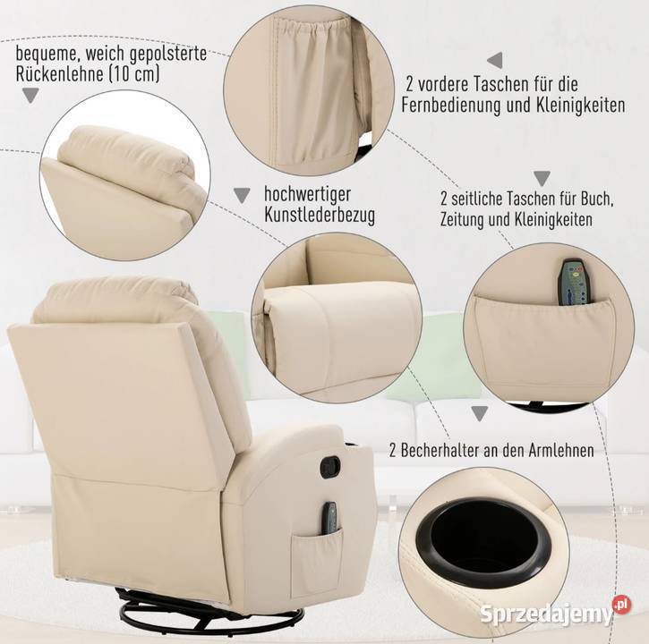 Fotel z masażem z funkcją ogrzewania Brzesko sprzedam