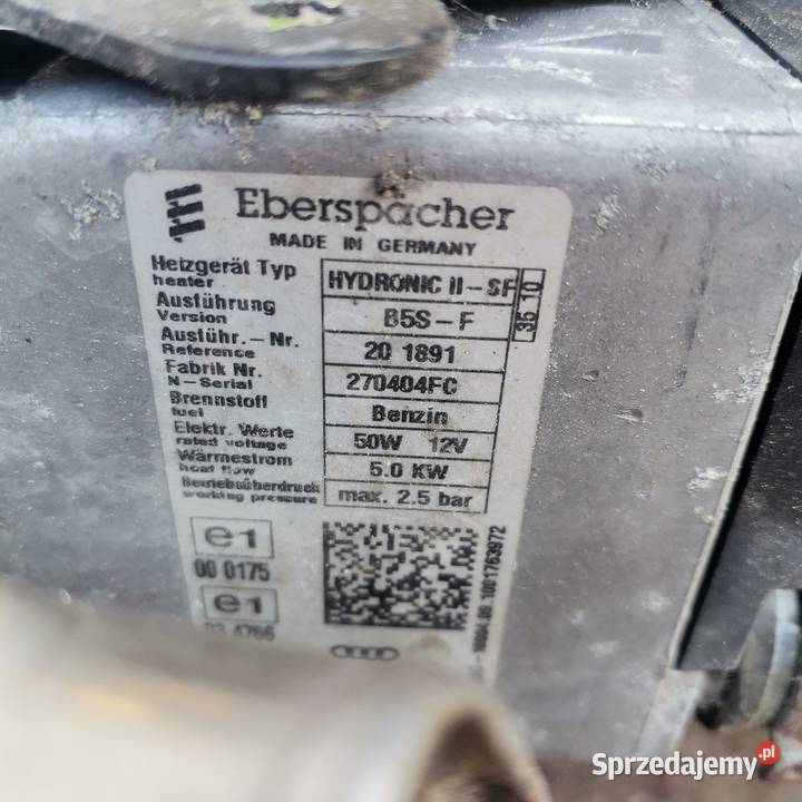 Webasto Eberspacher hydronic II B5SF 50w20v Części samochodowe Gubin sprzedam