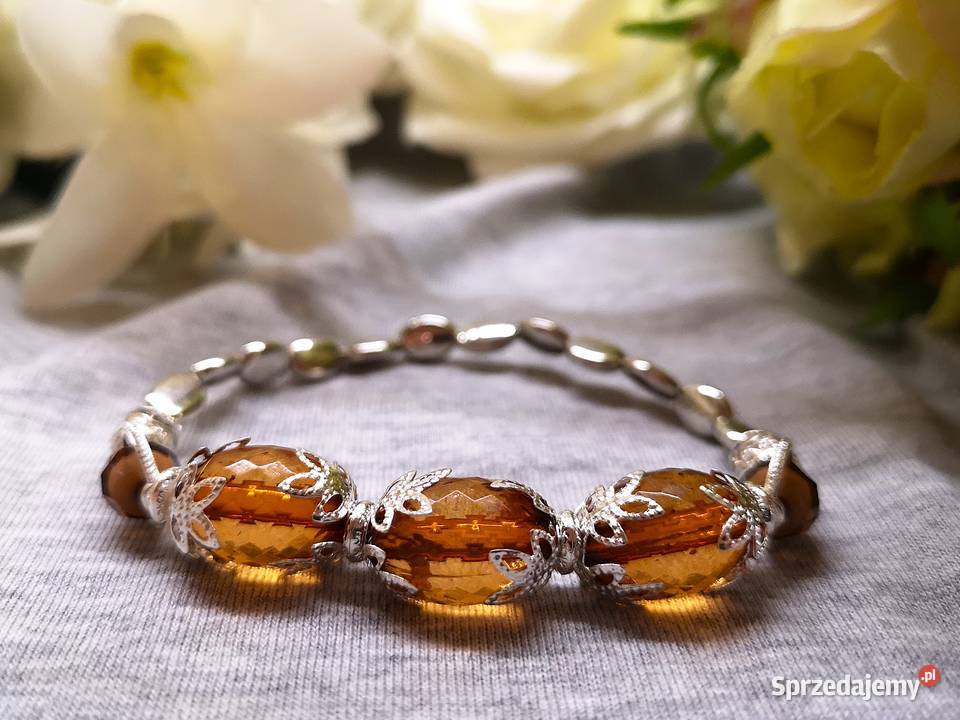 Bransoletka damska z herbacianymi koralikami i Kielce