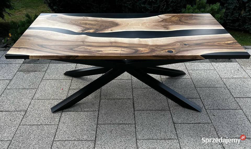 Stół Amsterdam Nut Spider z dostawkami żywica 76cm
