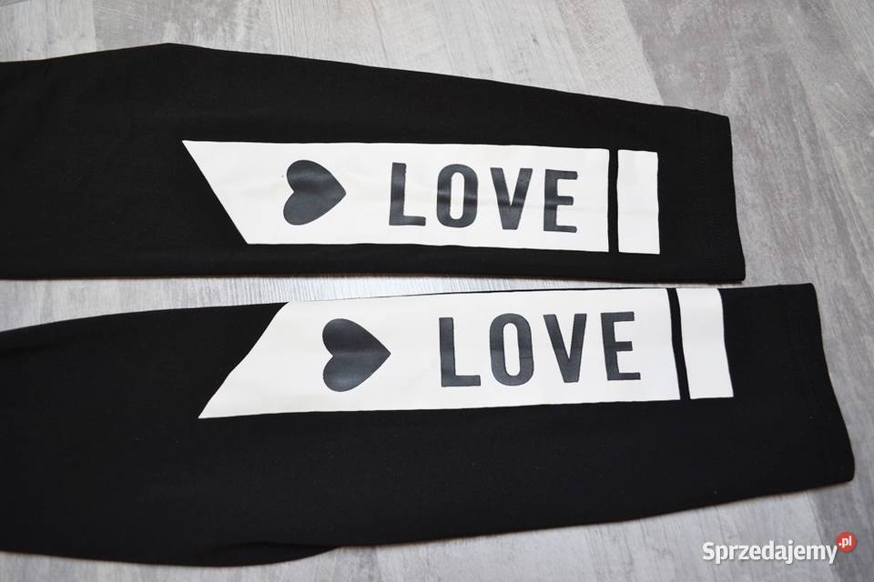 Czarne legginsy Sheln napis Love XS Odzież sportowa sprzedam