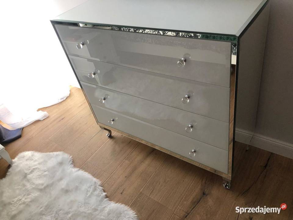 Stylowa komoda szklana Połączenie białego szkła sprzedam