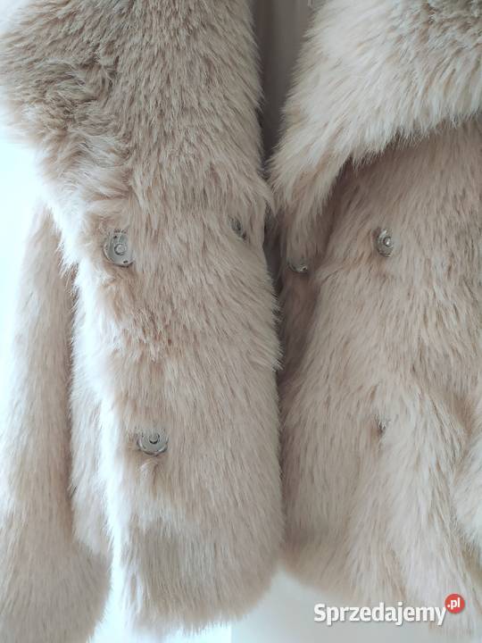 Futerko beżowe L płaszcz futro Moda i Styl