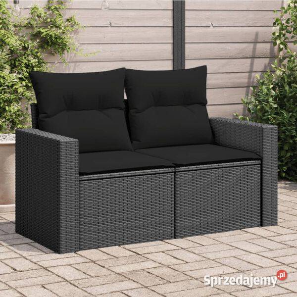 Sofa ogrodowa z poduszkami 2osobowa czarna Warszawa