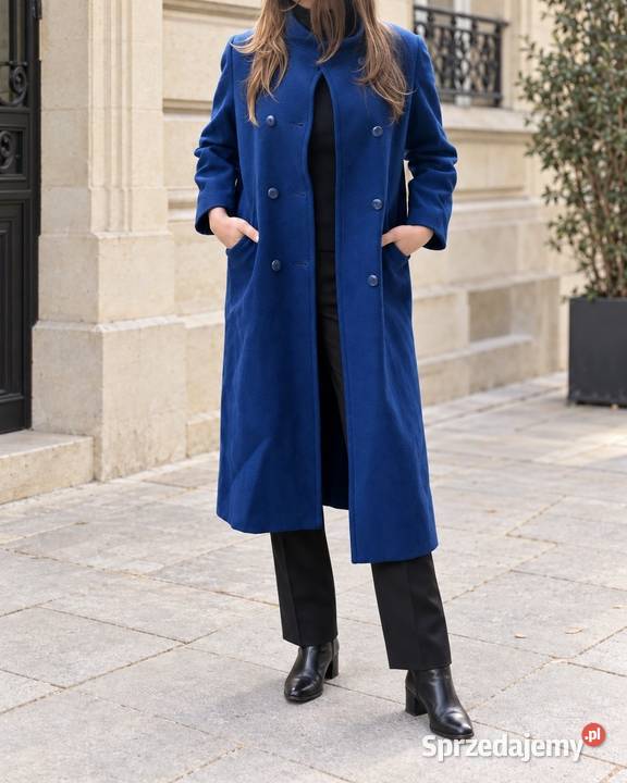 Płaszcz wełniany navy blue wool cozy Moda i Styl małopolskie Kraków