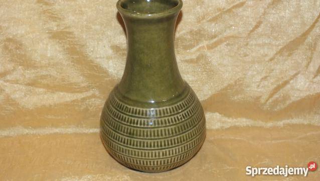 Piękny zielony ceramiczny wazon niemiecki-sygnowany