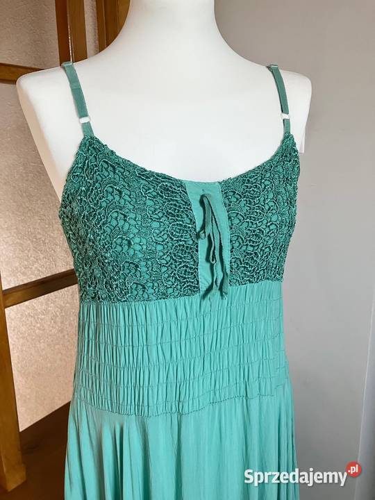 Piękna miętowa długa sukienka Italy wiskoza zielony podkarpackie