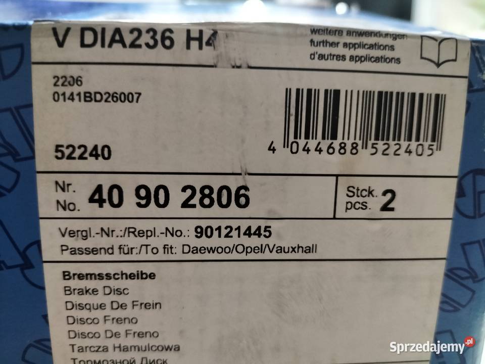 Tarcze wentylowane Firmy SWAG rozmiar 236 Bydgoszcz