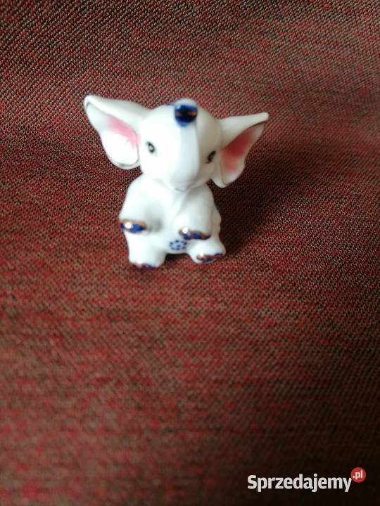 Porcelanowy słonik z złotymi zdobieniamiFigurka łódzkie Łódź