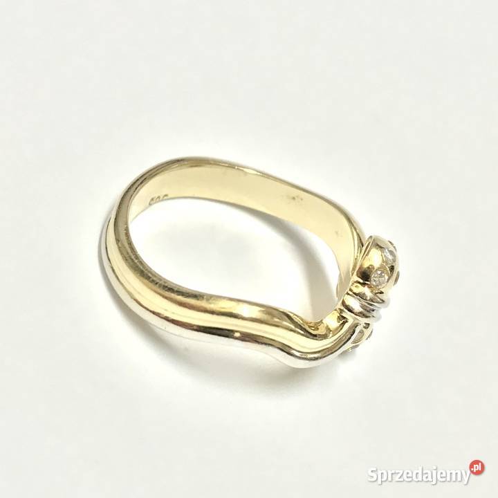 Złoty PIERŚCIONEK 14K żółte i BIAŁE złoto Pierścionki Warszawa