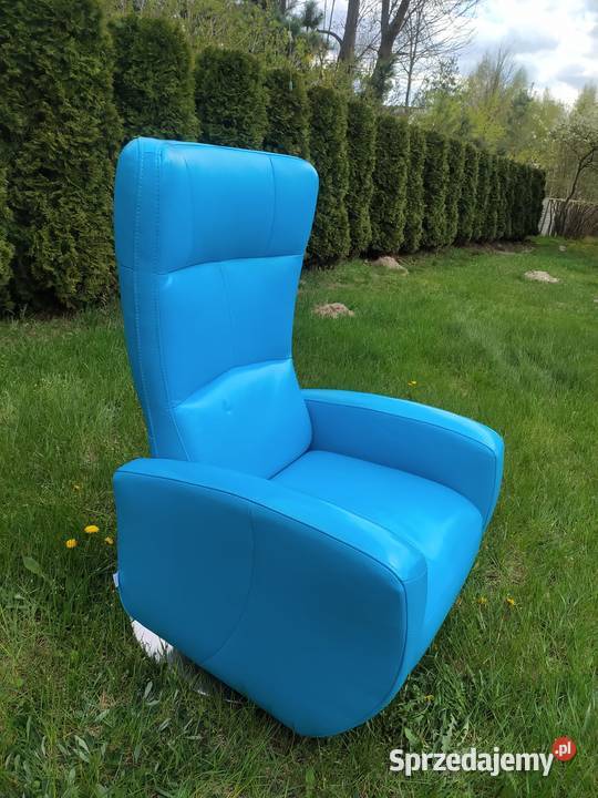 Fotel skóra naturalna obrotowy rozkładany relax mazowieckie Warszawa