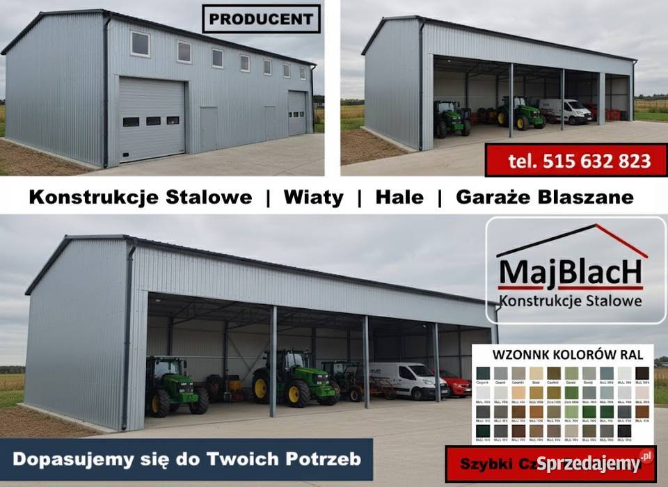 Otwarty Garaż Blaszany OCYNKOWANYKonstrukcjaHala Nieruchomości Zabrze