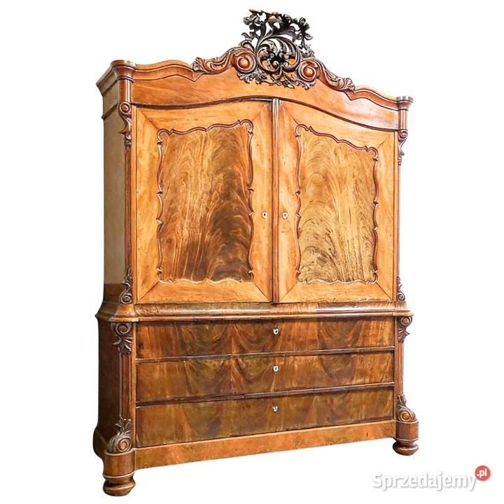 Orzechowy KREDENS do SALONU Wysoki KREDENS Kredensy i witryny Kalisz