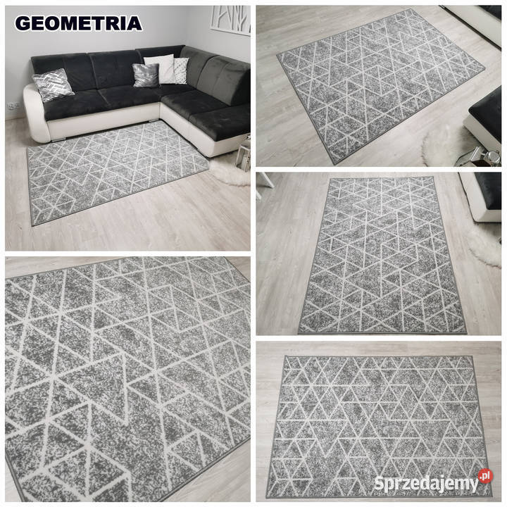 DYWAN 140X200 IDEA GEOMETRIA GĘSTY WŁOS szary Białystok