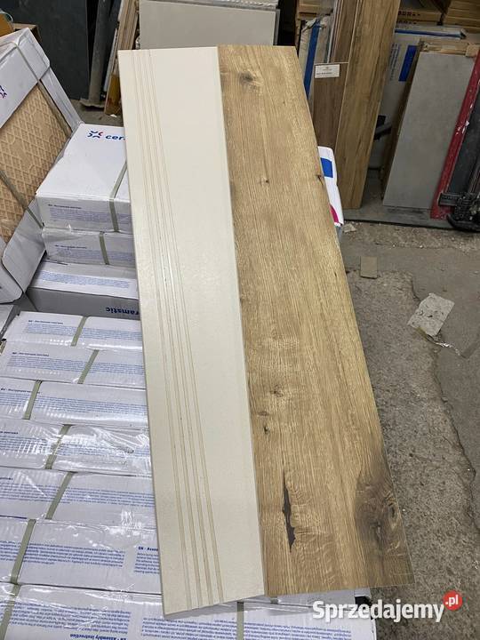stopnica gresowa schody krem drewno 30x120