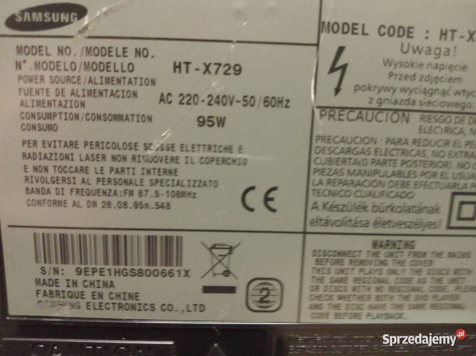 Zestaw kina domowego Samsung usb hdmi mp3 HTX729 Koszalin