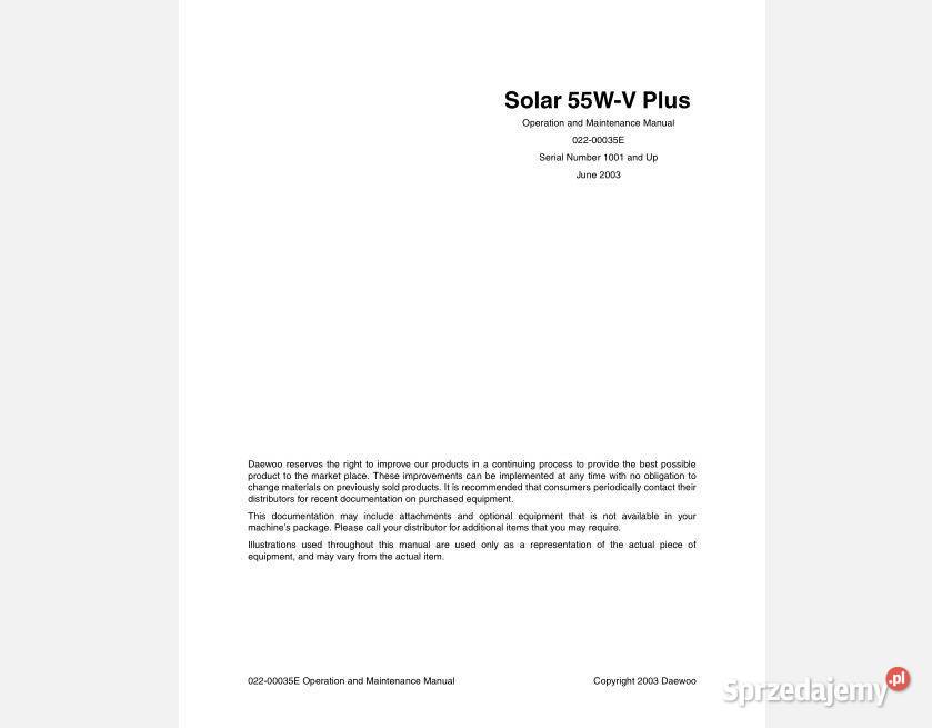 Daewoo Solar 55WV PLUS 200WV 140LCV instrukcja sprzedam