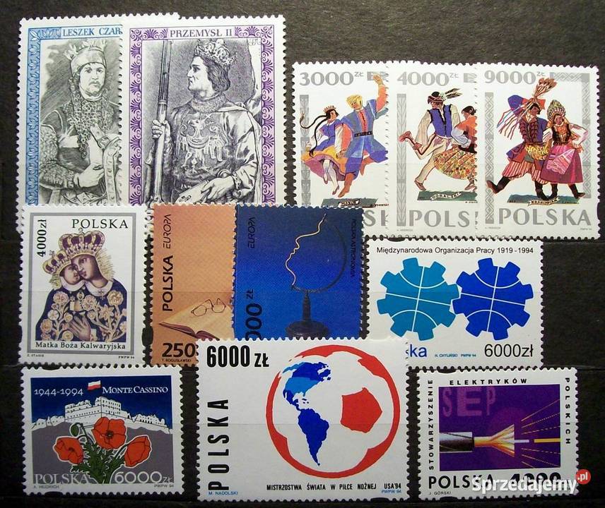 Znaczki polskie 1994 II kwartał Filatelistyka łódzkie Leźnica Wielka