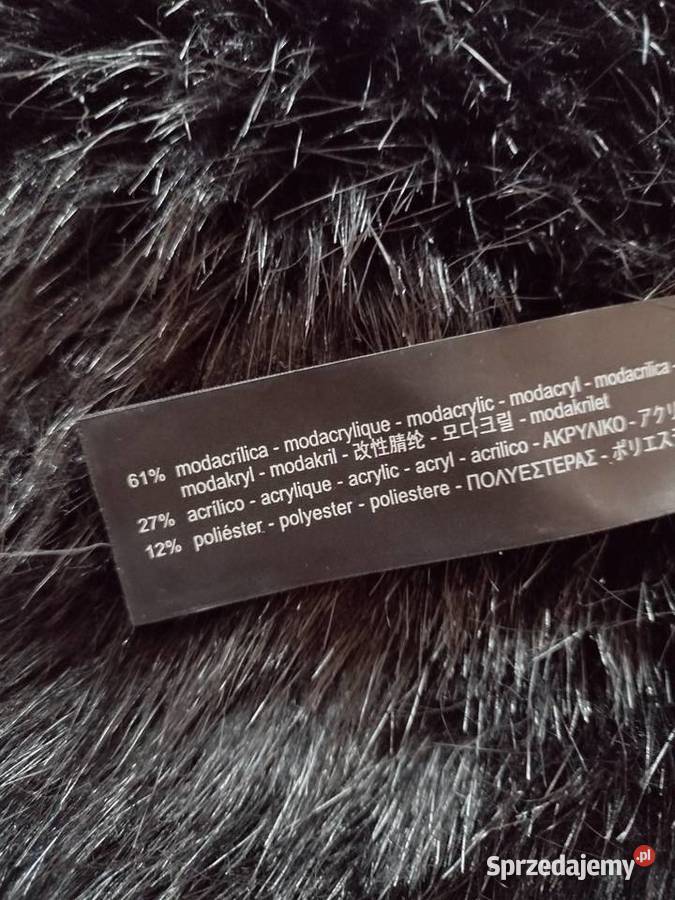 ZARA Czarny duży futrzany komin zimowy z Madrytu Kraków