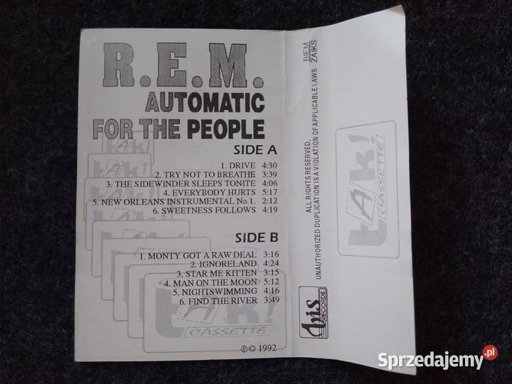 MC cassette cover REM AUTOMATIC FOR THE PEOPLE Gdańsk
