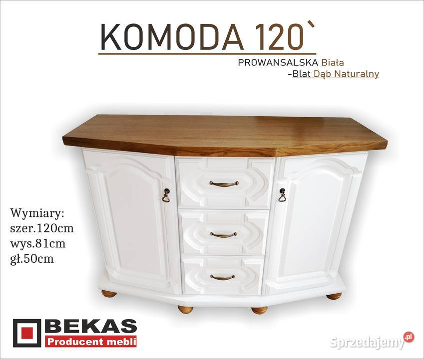 Komoda 180 Biała Wanillia ECRU Blat Dąb Rustikal Komody łódzkie Skierniewice