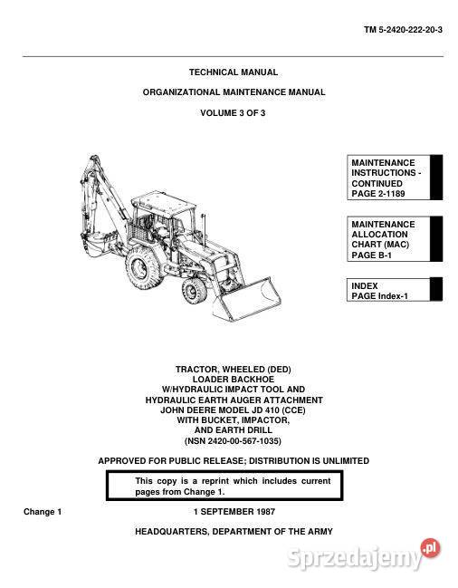 JOHN DEERE 410 410G KOPARKO ŁADOWARKA instrukcja Kielce