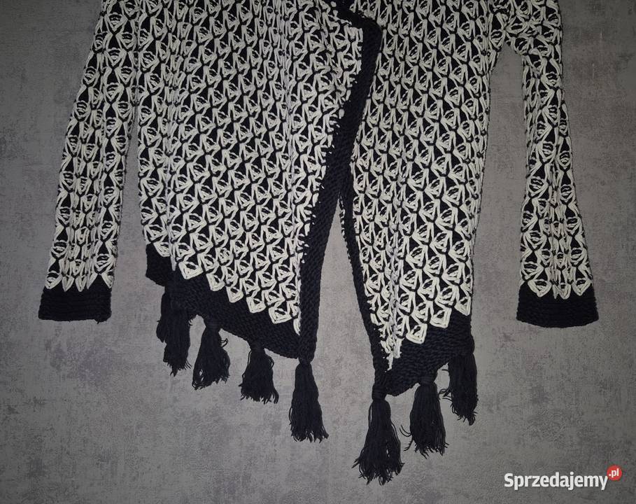 Sweter damski cardigan narzutka czerń i biel Swetry i golfy Swetry i golfy Łódź