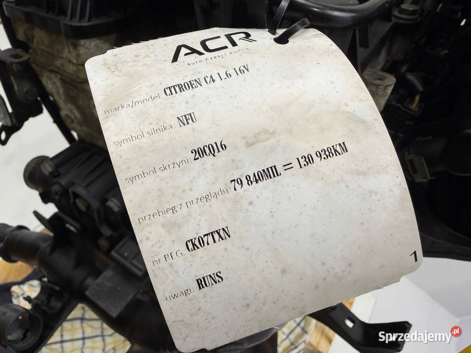 SILNIK Citroen C2 C3 C4 Berlingo Xsara 16 16V Rudka