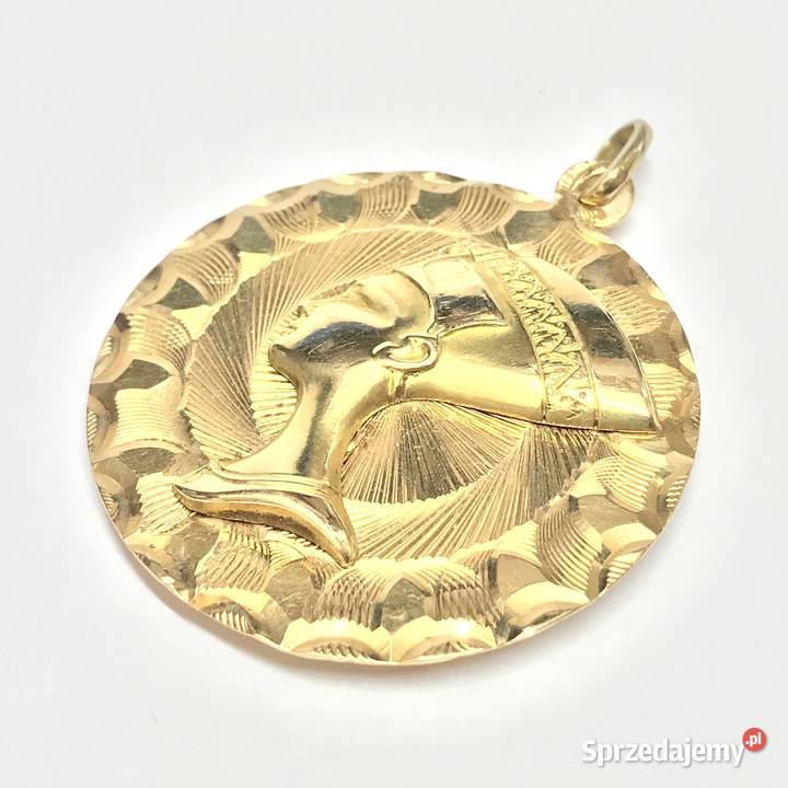 Złoty DUŻY WISIOREK 18K cudna Nefretete mazowieckie