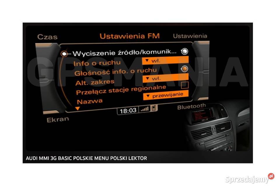 Polskie menu AUDI MMI 3G BASIC A4 A5 A6 A7 A8 Q5 łódzkie