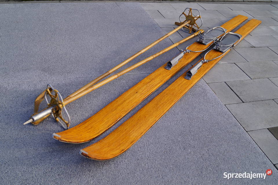 Stare narty hikorowe 180 kijki Pruchnik