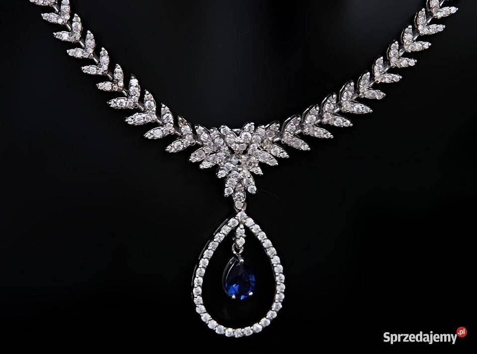 Naszyjnik kolia 365 ct naturalny szafir diamenty Zawiercie sprzedam