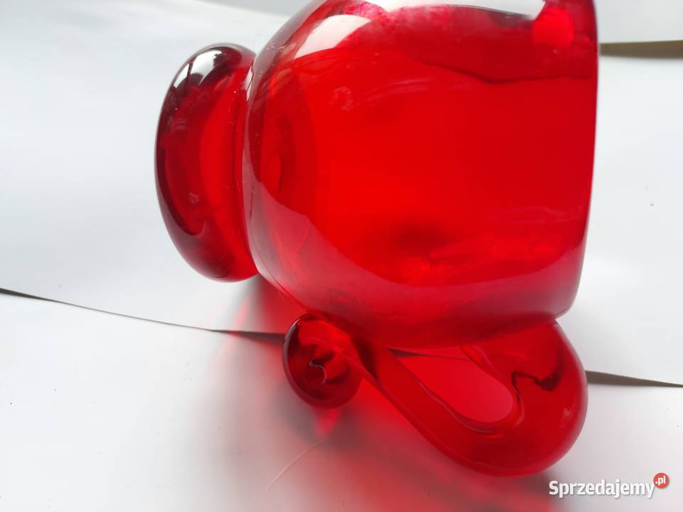 Wazonikszklanka grube szkło czerwone PRL dolnośląskie Wrocław