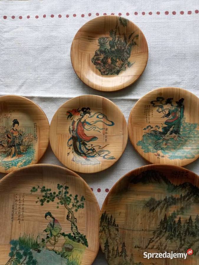 Bambusowe talerze Tajwan Rękodzieło Antyki, Sztuka, Kolekcje Łomża sprzedam