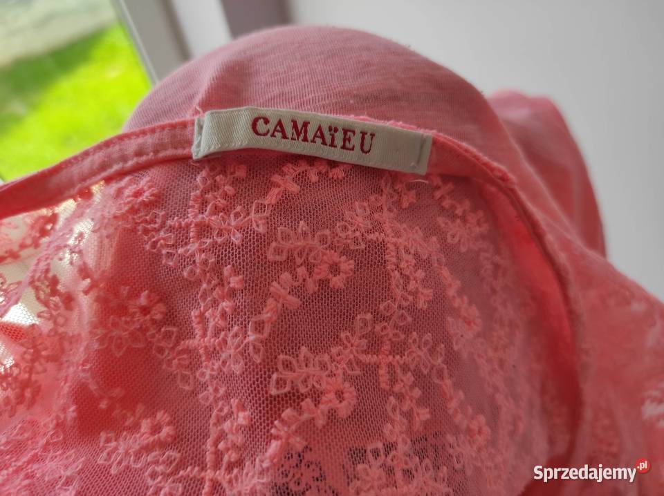 Różowa bluzka z koronką Cameieu 40 L 42 XL krótki Bluzki i koszule mazowieckie Płock