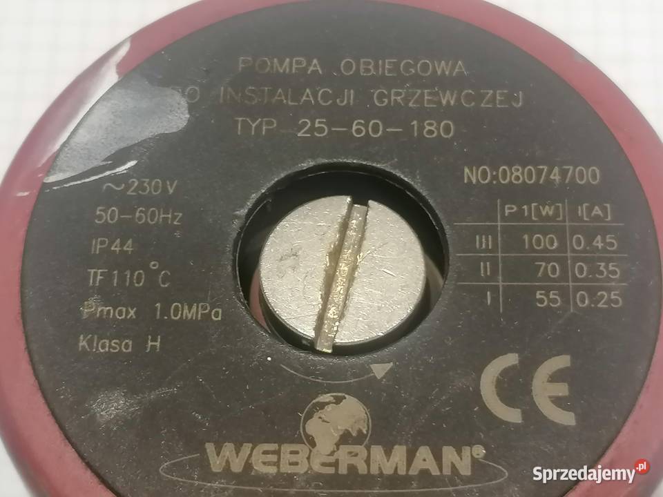 pompa obiegowa CO Weberman typ2560180 Piotrków Trybunalski