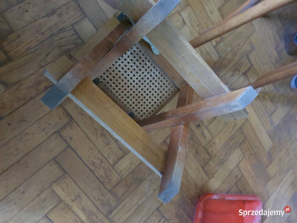 Taboret krzesełko rattan małe vintage składane Warszawa