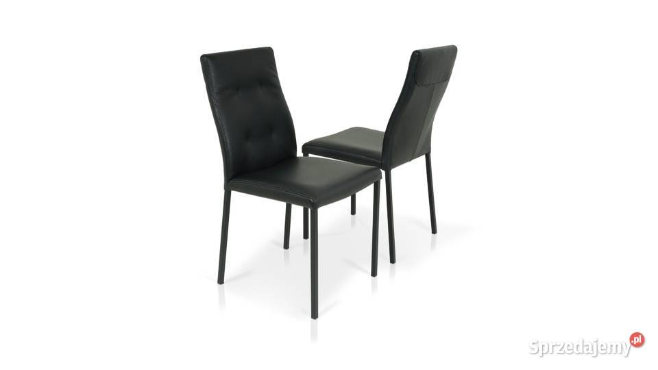 Krzesło PIRA Skóra Naturalna Czarna Nogi Stal Stoły, krzesła, biurka Woźniki