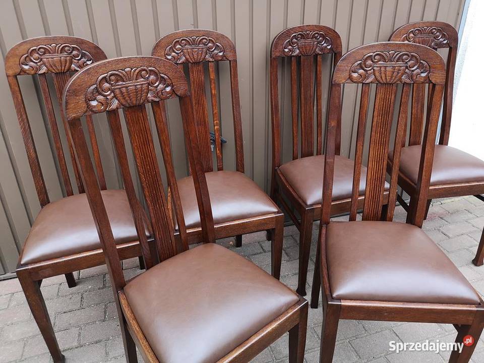 Krzesła Dębowe Wysokie Politura Stare Antyk Swarzędz