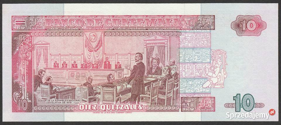 GWATEMALA 10 QUETZAL 1990 STAN BANKOWY UNC Numizmatyka Łódź