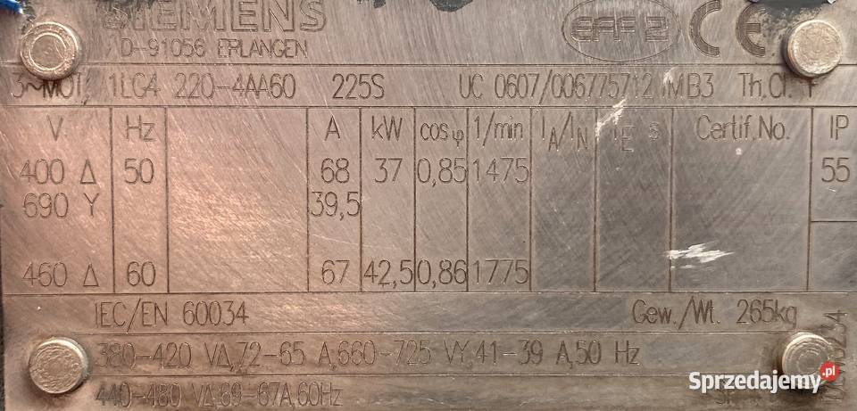 silnik elektryczny 37kW 1475obr SIEMENS Pigża