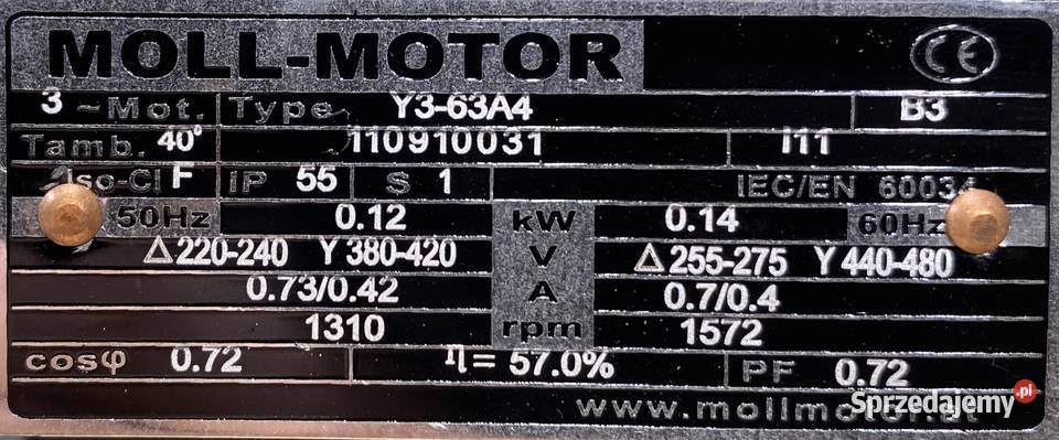silnik elektryczny 018kW 1330obr 3fazowy Pozostałe Pigża