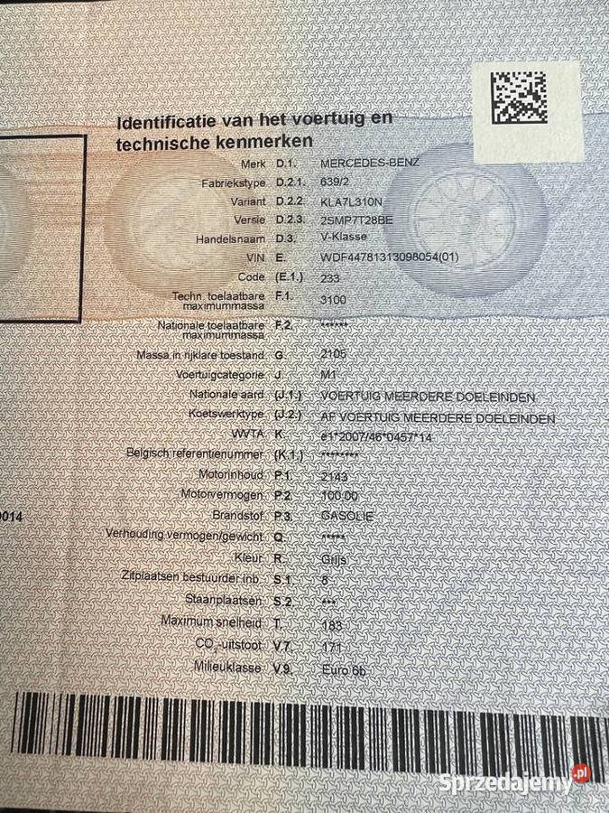 Mercedes v 200 diesel 7 osobowy do opłat warmińsko-mazurskie Głotowo sprzedam