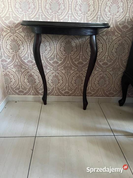 Półokrągła drewniana konsola stolik 2 nogi śląskie Pszczyna