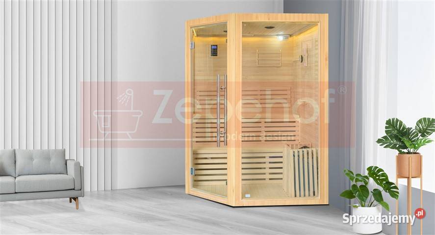 Sauna fińska sucha z piecem 1600x1600mm MOC 60 Budownictwo i akcesoria Grabówka