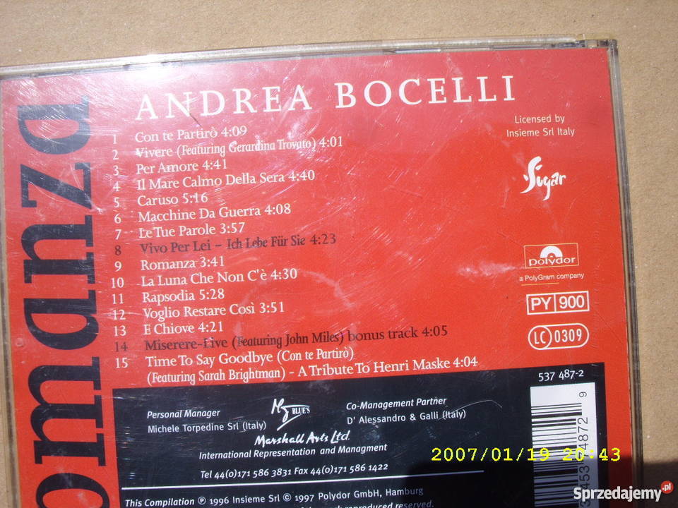 cd andrea bocelliromanza Wołów