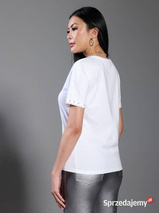 biały tshirt z cyrkoniami Sinsay Olkusz