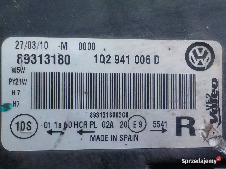 VW EOS 14 TSI 10r 2D lampa prawa przod Suków