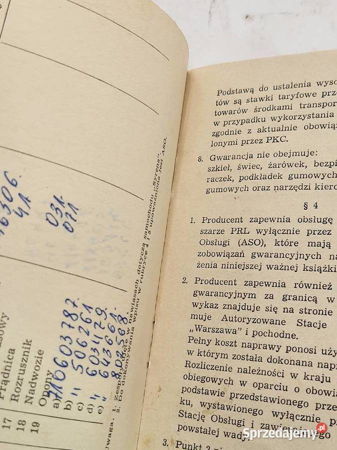 POLMO KSIĄŻKA GWARANCYJNA SYRENA 104 Oświetlenie śląskie Rybnik